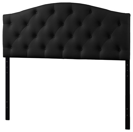 Myra Full Size Black Faux Leather Upholstered Button-Tufted Headboard