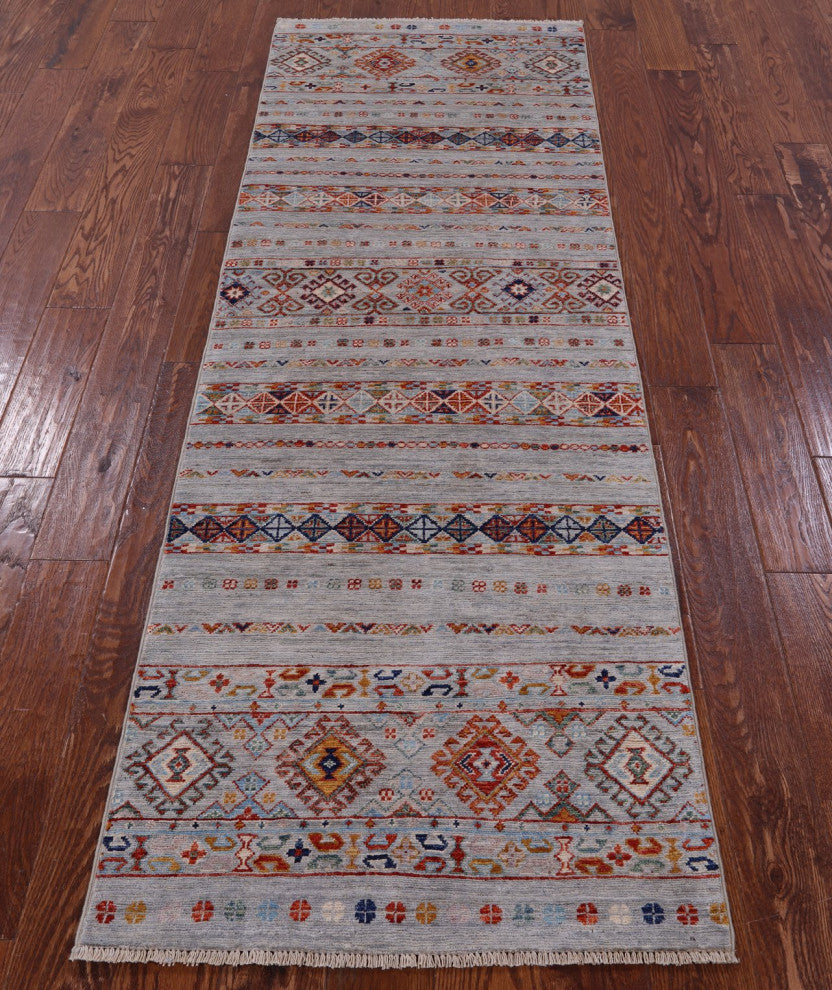2' 7" X 7' 9" Runner Super Kazak Khorjin Hand-Knotted Rug Q11107