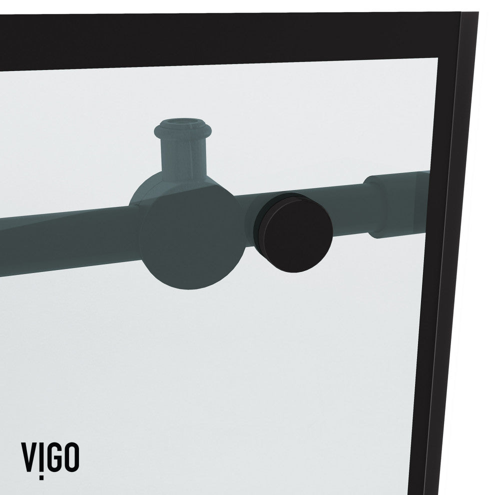 VIGO Elan 68" to 72" W x 74" H Frameless Sliding Shower Door in Matte Black Grid
