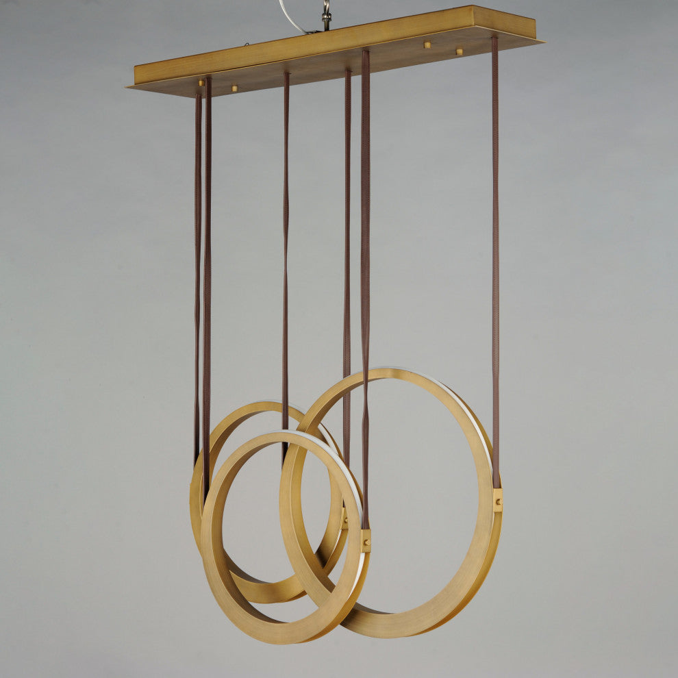 ET2 E24083 Tether 34"W LED Linear Chandelier - Natural Aged Brass