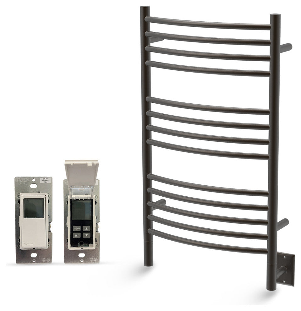 Hardwired Towel Warmer With Programmable Timer, Amba Jeeves C Curved, Bronze