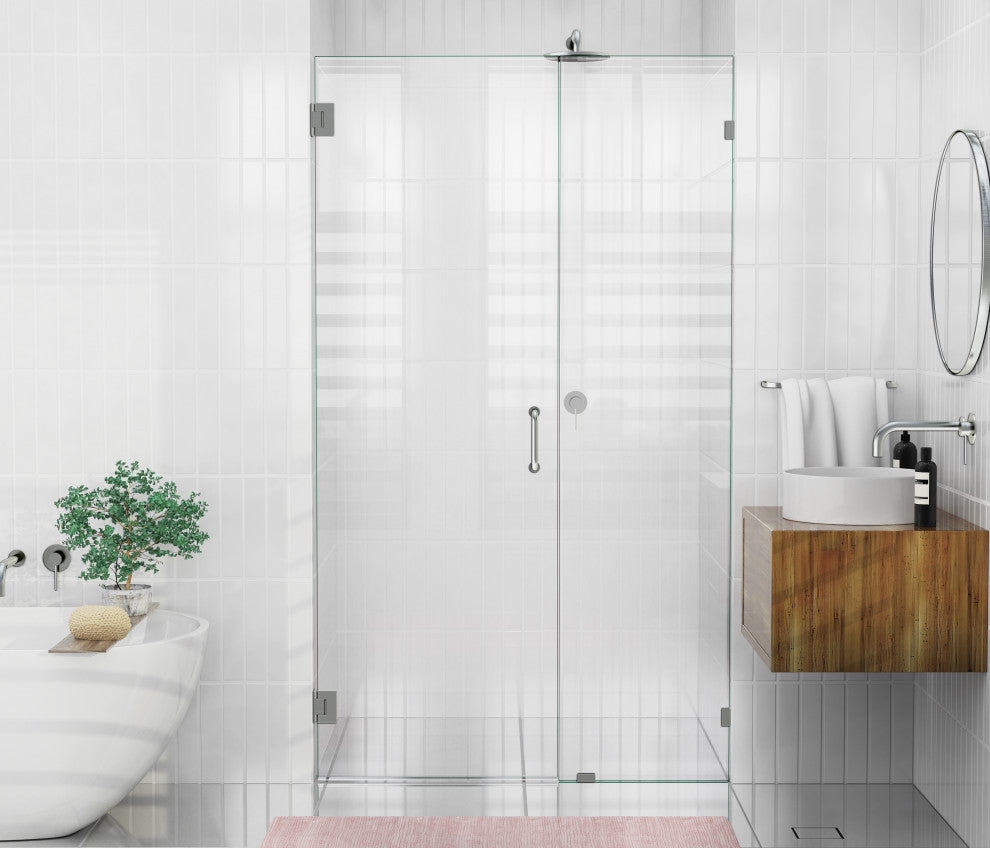 78"x48" Frameless Shower Door Wall Hinge, Brushed Nickel