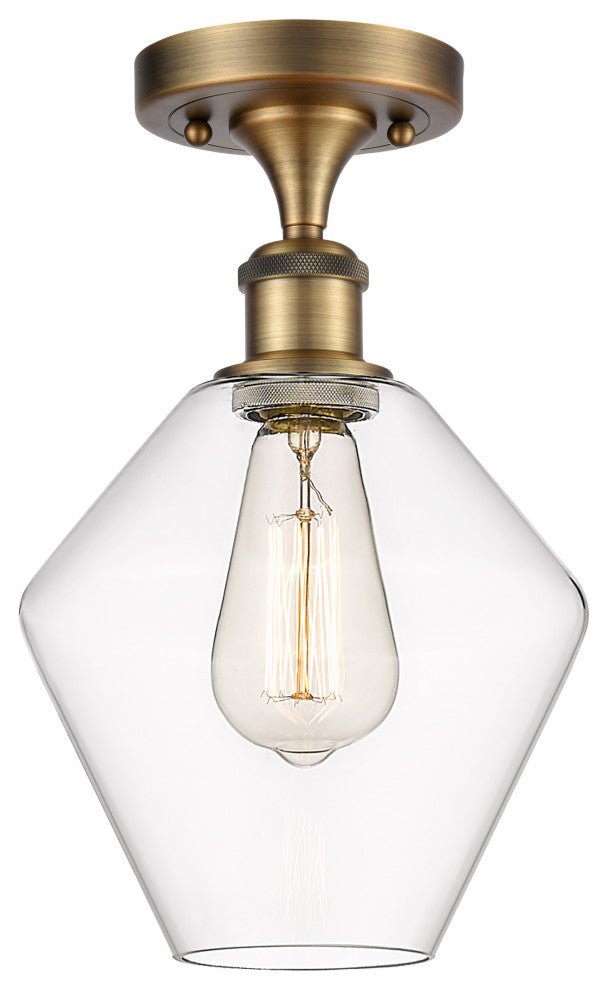 Innovations 516-1C-BB-G652-8 1-Light Semi-Flush Mount, Brushed Brass