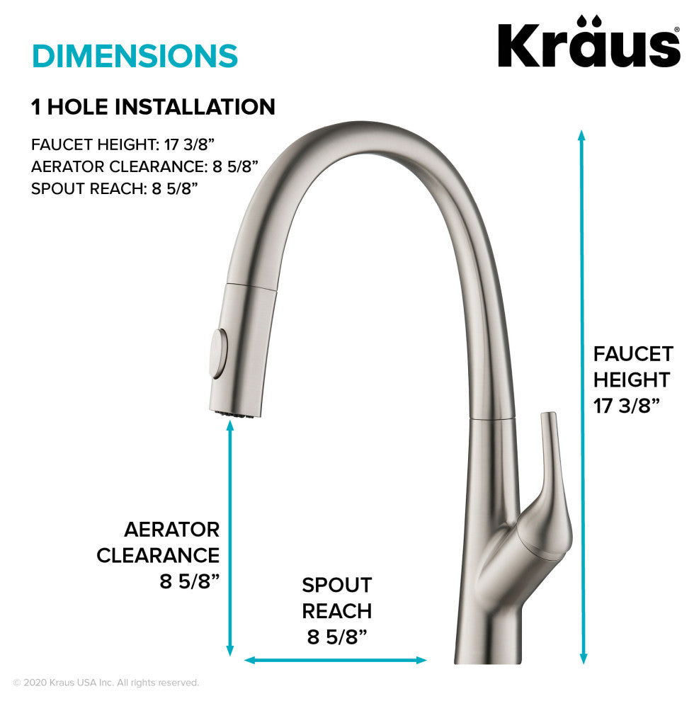 Arqo M 2-Function Pull-Down 1-Handle 1-Hole Kitchen Faucet, Spot Free Stainless