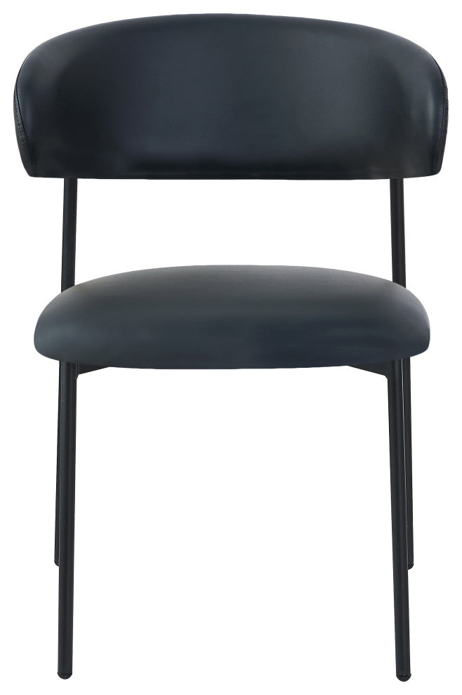 Lupita Vegan Leather Dining Chair, Set of 2, Black, Matte Black Finish