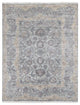 Light Green Pure Silk Wool Mughal Design Hand Knotted Oriental Rug 7'10"x10'