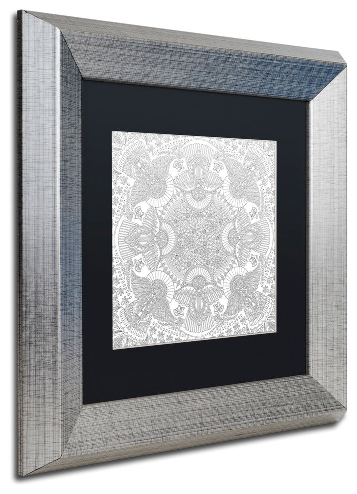 Hello Angel ''Christmas Angels'' Art, Silver Frame, Black Mat, 11x11