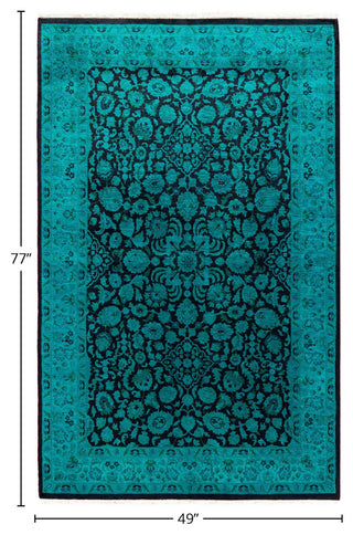 Fine Vibrance, One-of-a-Kind Hand-Knotted Area Rug Green, 4'1"x6'5"