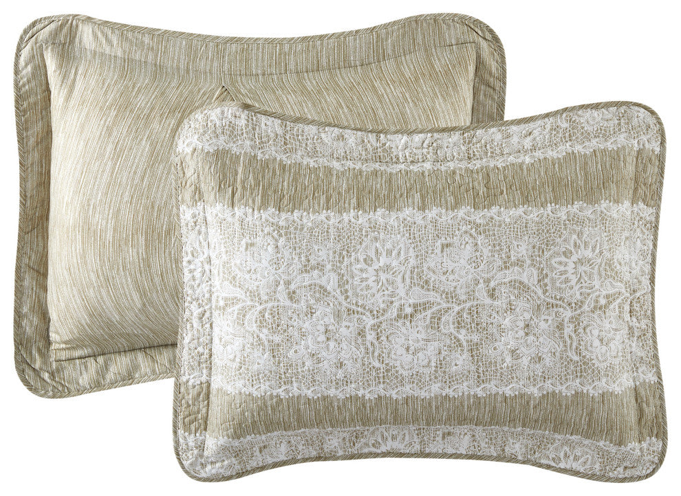Emma Quilt 5 Piece Sets, Taupe, King 102" X 90"