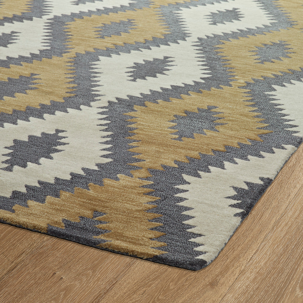 Kaleen Hand-Tufted Lakota Wool Rug, Camel, 9''x12''