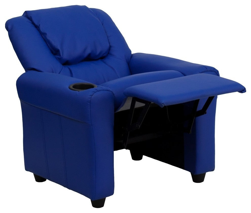 Kids Recliner With Cup Holder And Headrest, Blue