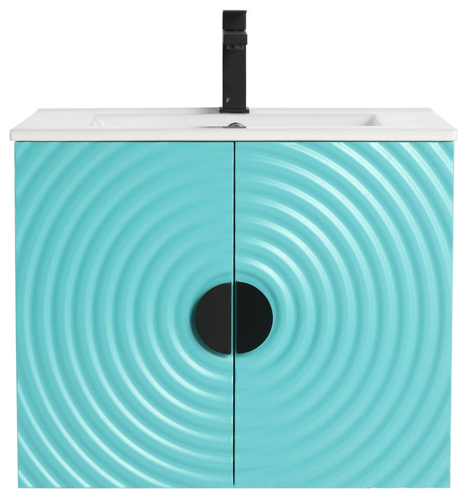 Pellabay Bath Vanity, Fluted Circular Doors Sink Included