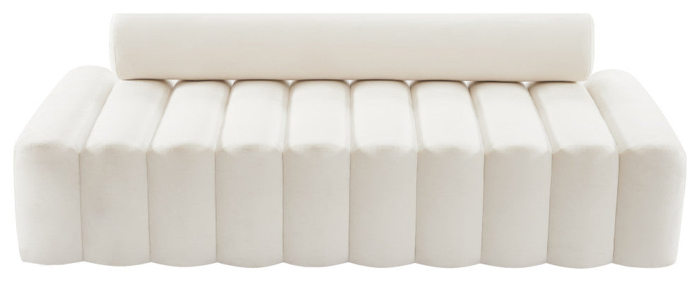 Melody Velvet Upholstered Chair, Cream, Sofa