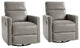 Genuine Leather Swivel Rocker Recliner Set of 2 With Adjustable Headrest, Gray