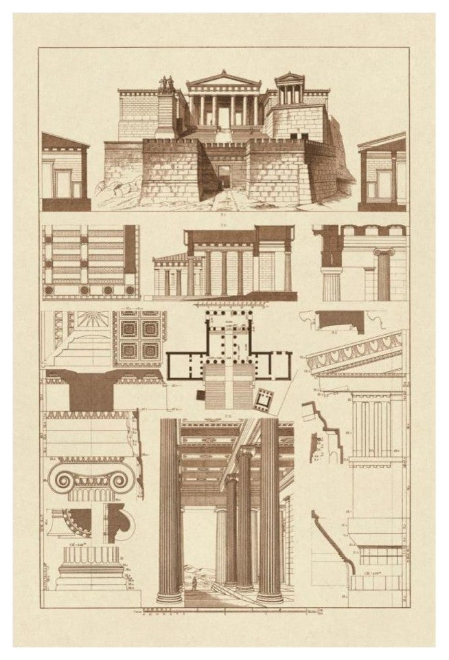 "The Propylaea of the Acropolis at Athens" Paper Print by J. Buhlmann, 18"x26"