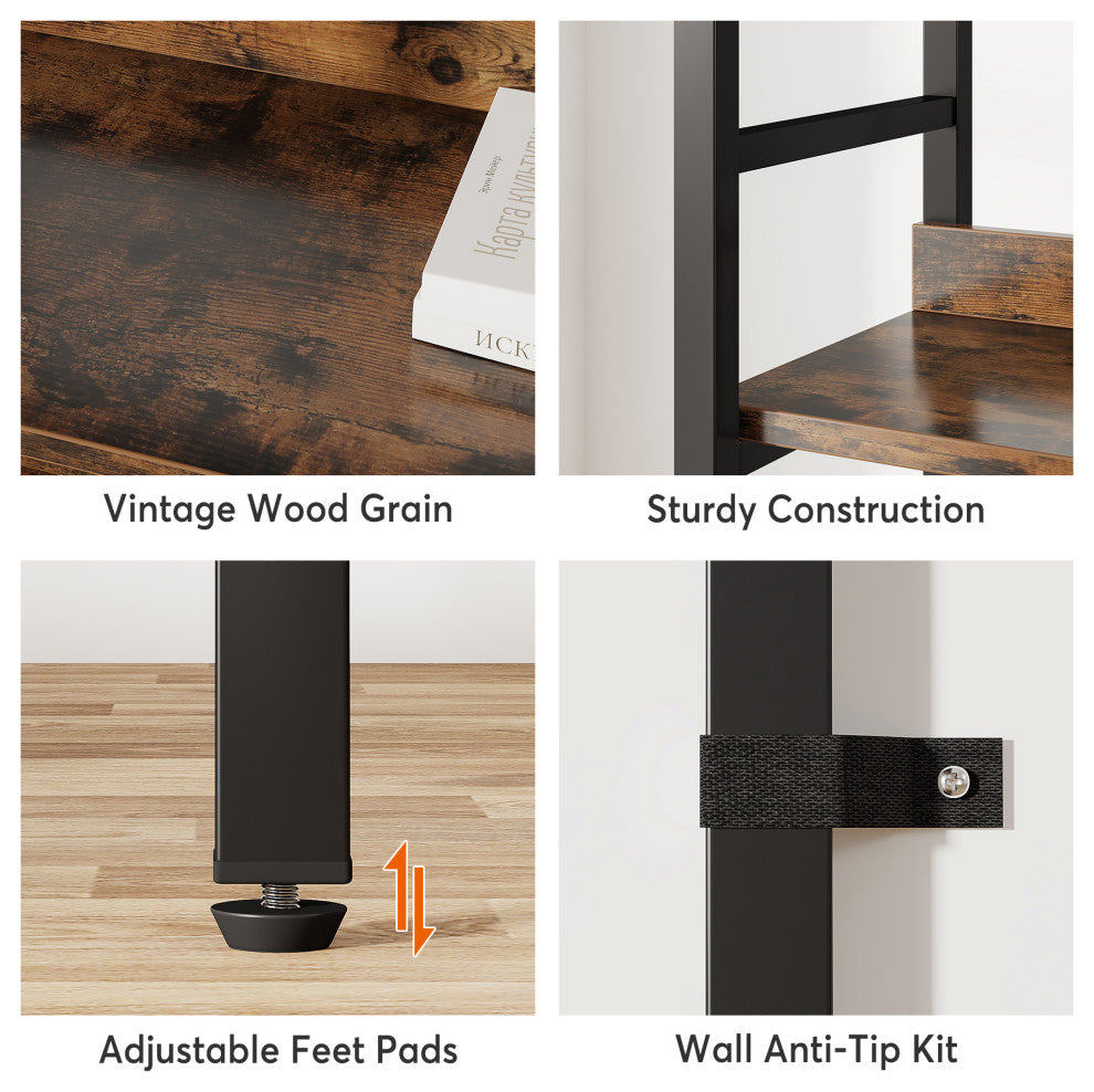 Tribesigns 5-Tier Industrial Bookshelf, 71\" Tall Etagere Bookcase, Brown