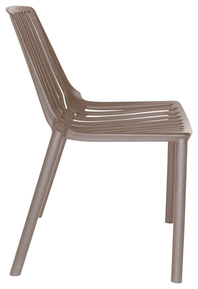 LeisureMod Acken Mid-Century Modern Plastic Dining Chair, Taupe