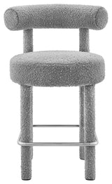 Toulouse Boucle Fabric Counter Stool - Set of 2 - Light Gray Silver