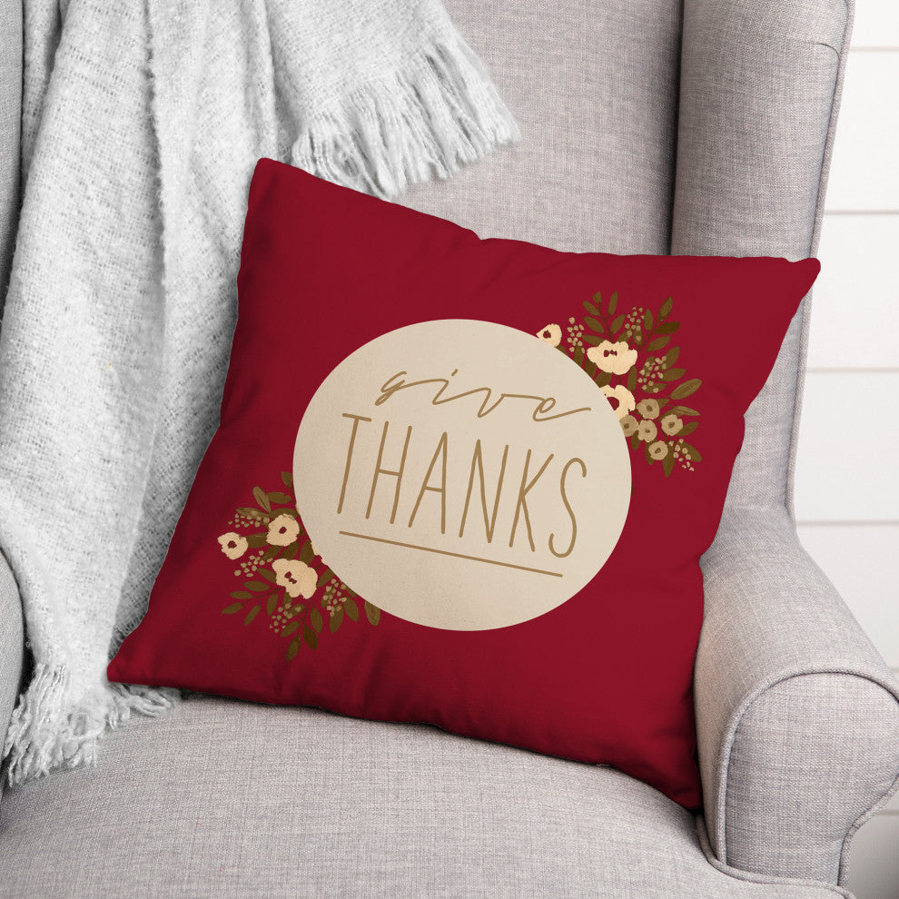 Give Thanks Floral 4 18"x18" Spun Poly Pillow