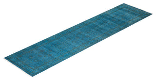 Fine Vibrance, One-of-a-Kind Hand-Knotted Runner Rug Blue, 2'6"x10'3"