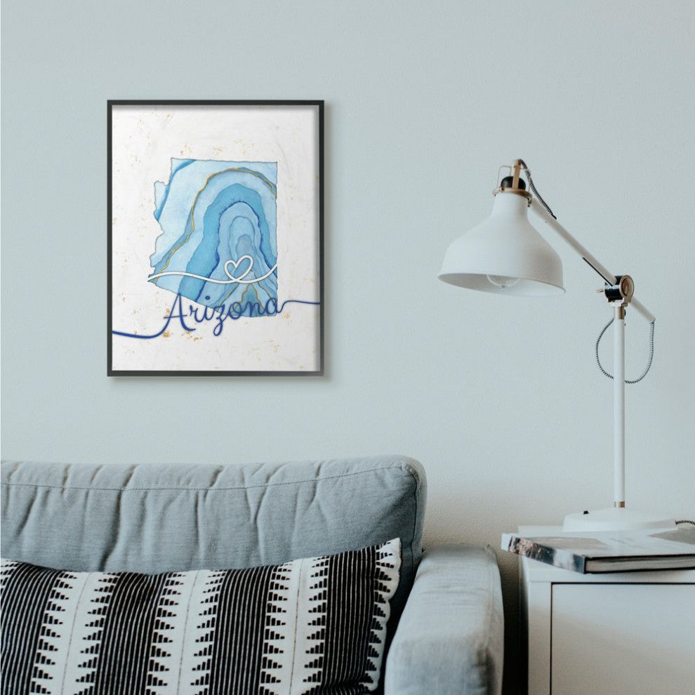 Stupell Industries Arizona Agate Blue US State Design, 24 x 30