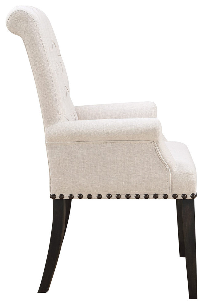 Fabric Dining Arm Chair, Beige Finsih