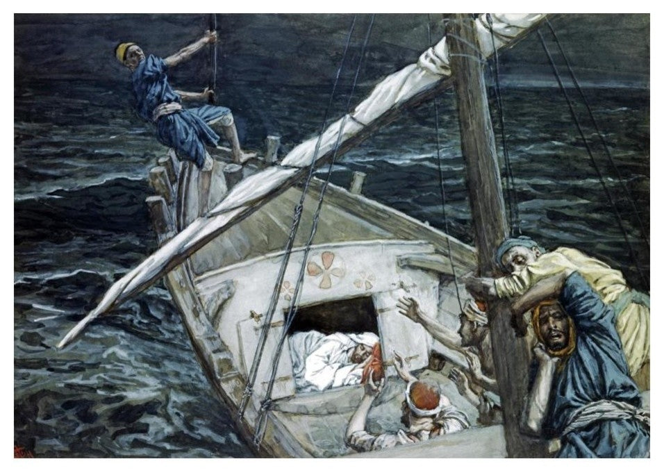 "Jesus Asleep During The Storm" Digital Paper Print by James Tissot, 24"x17"