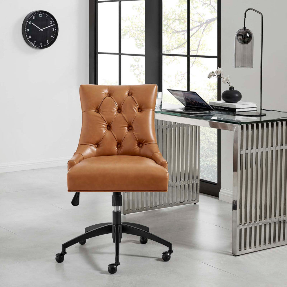 Regent Tufted Vegan Leather Office Chair Black Tan