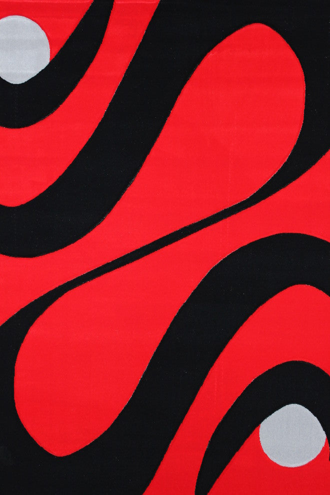 Red Polypropylene Geometric Machine Made Area Rug, 5'x8'