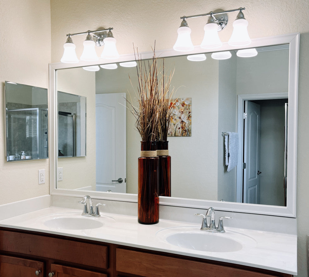 Morgan Framed Wall Mirror, White, 28"x24"