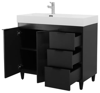 39" Single Sink Vanity, Dark Gray With White Composite Granite Sink Top