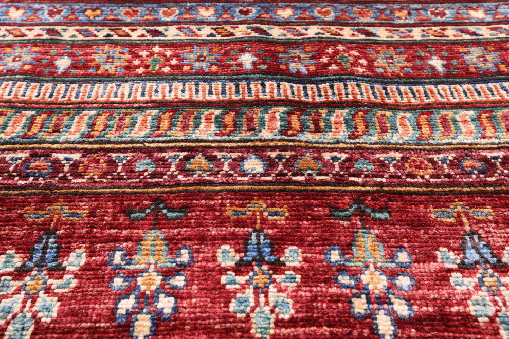 9' 4" X 9' 7" Round Khorjin Super Kazak Hand Knotted Rug Q9956