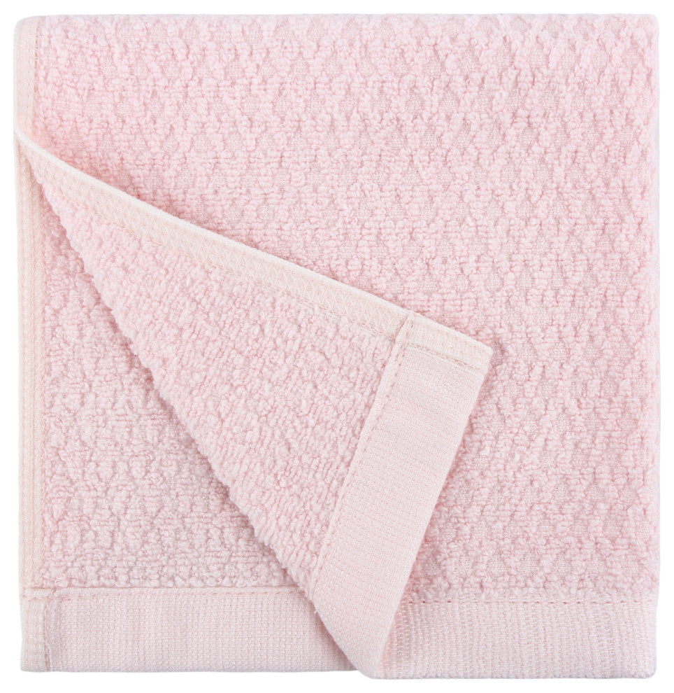 Everplush Diamond Jacquard Washcloth Towel Set, Pack of 6, Pale Pink