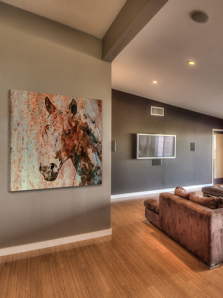 Marmont Hill, "Rustic Horse 1" by Irena Orlov Painting on Wrapped Canvas, 18x18