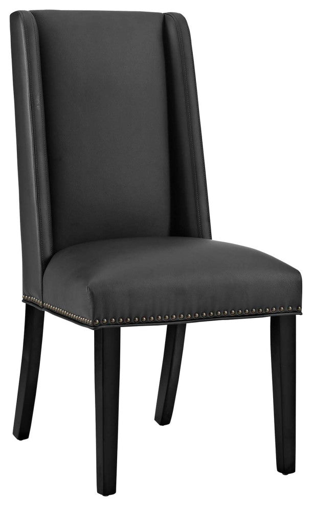 Baron Dining Chair Vinyl Set of 4, Black