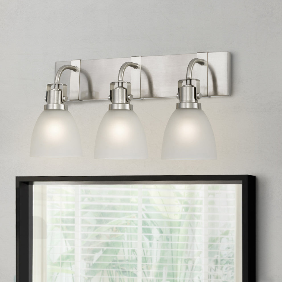Edison 3-Light Brushed Nickel Finish Vanity Light 6.5"x20.5"x 10.5"
