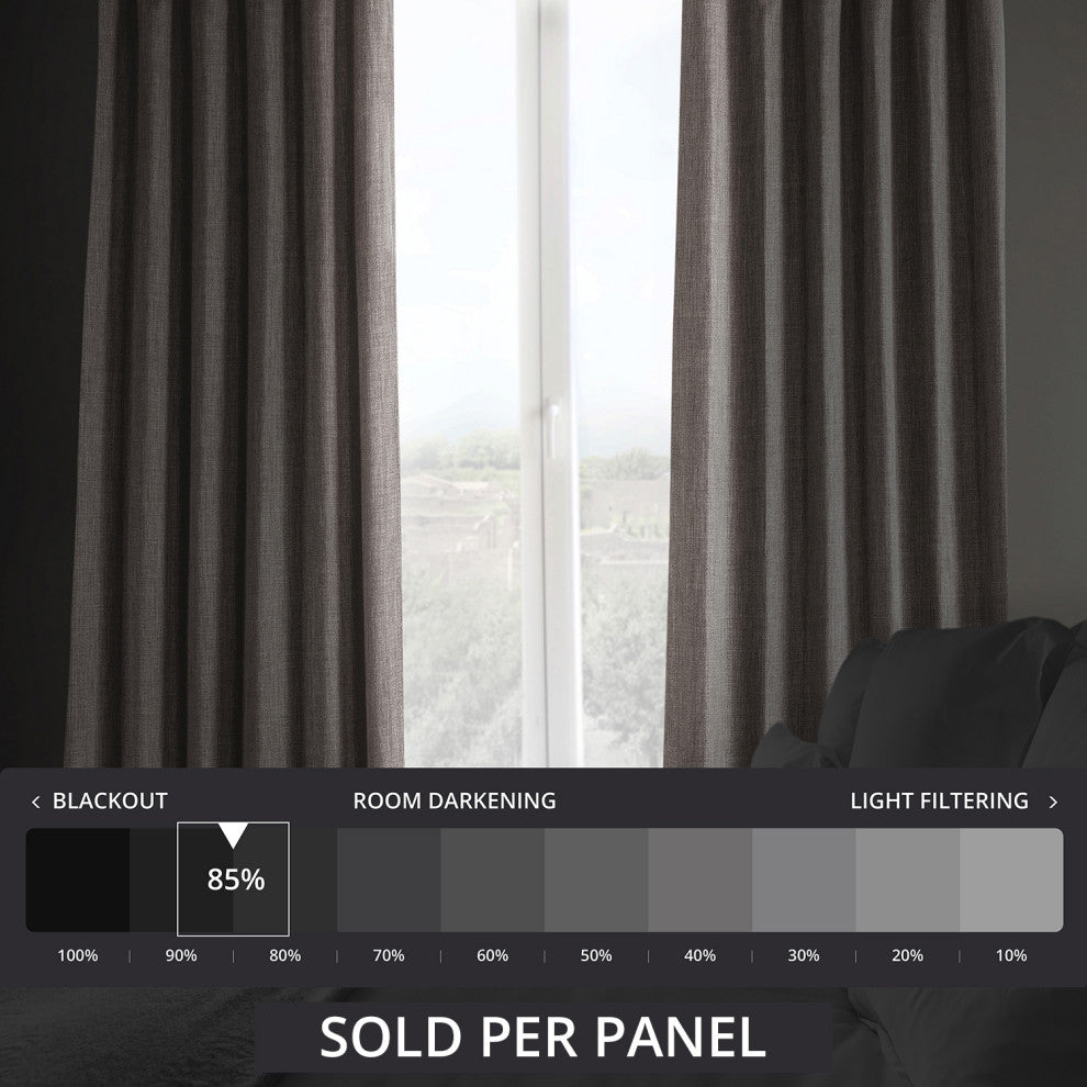 Faux Linen Darkening Curtain Single Panel, Mink, 50"x96"