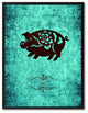 Pig Chinese Zodiac Aqua Print on Canvas with Picture Frame, 13"x17"