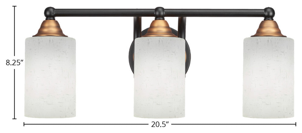 Paramount 3-Light Bath Bar, Matte Black & Brass, 4.5" White Muslin Glass