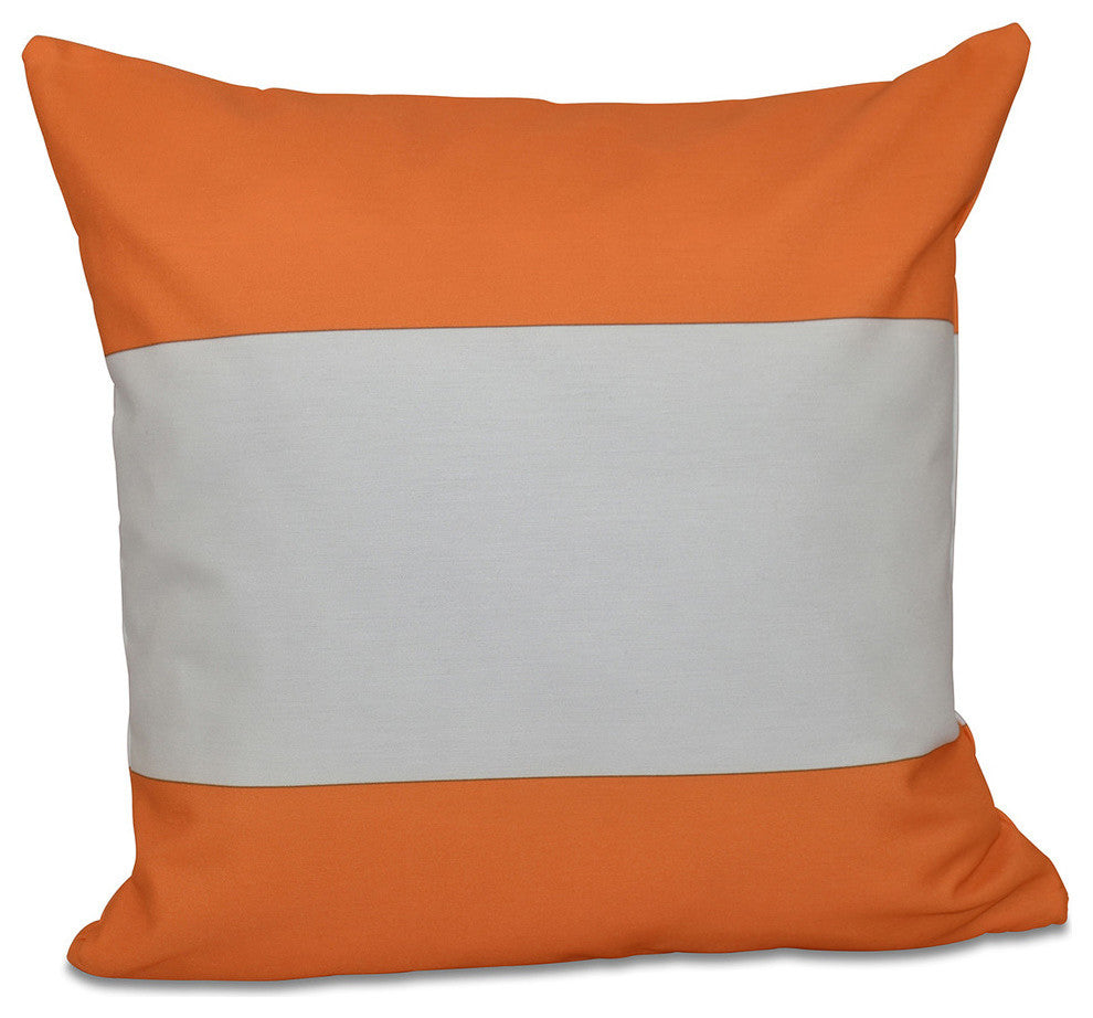 Big Stripe, Horizontal Decorative Pillow, Celosia Orange, 26"x26"