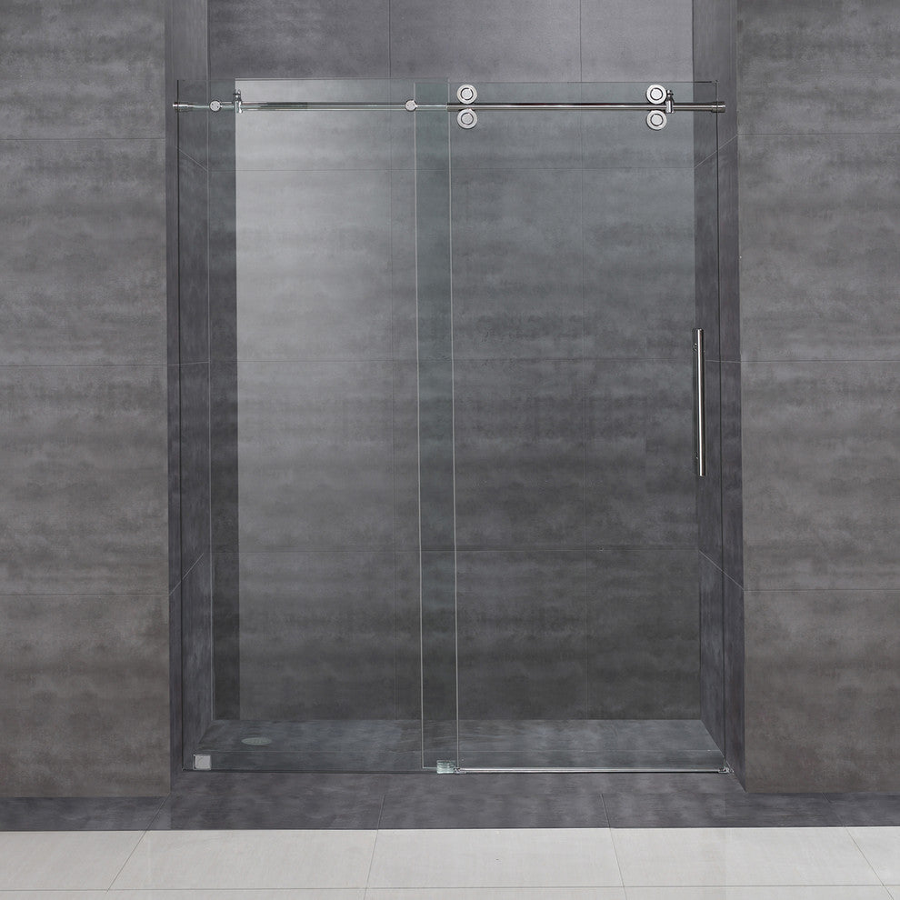 Aston Langham Completely Frameless Sliding Shower Door, Stainless Steel, 60"x75"