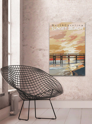 "Sunset Beach" Painting Print on Wrapped Canvas, 8x12