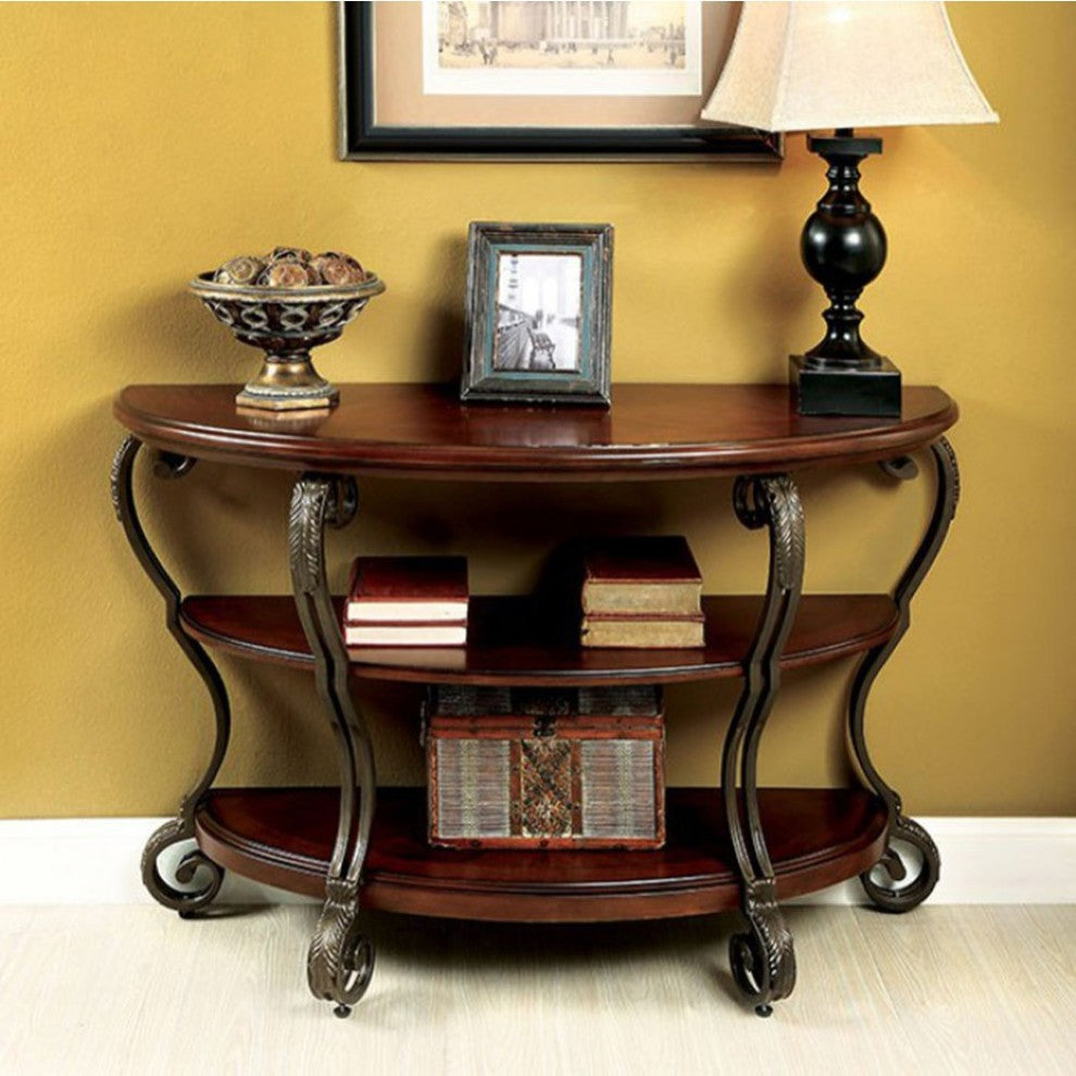Benzara BM122961 May Transitional Style Sofa Table,Dark Walnut
