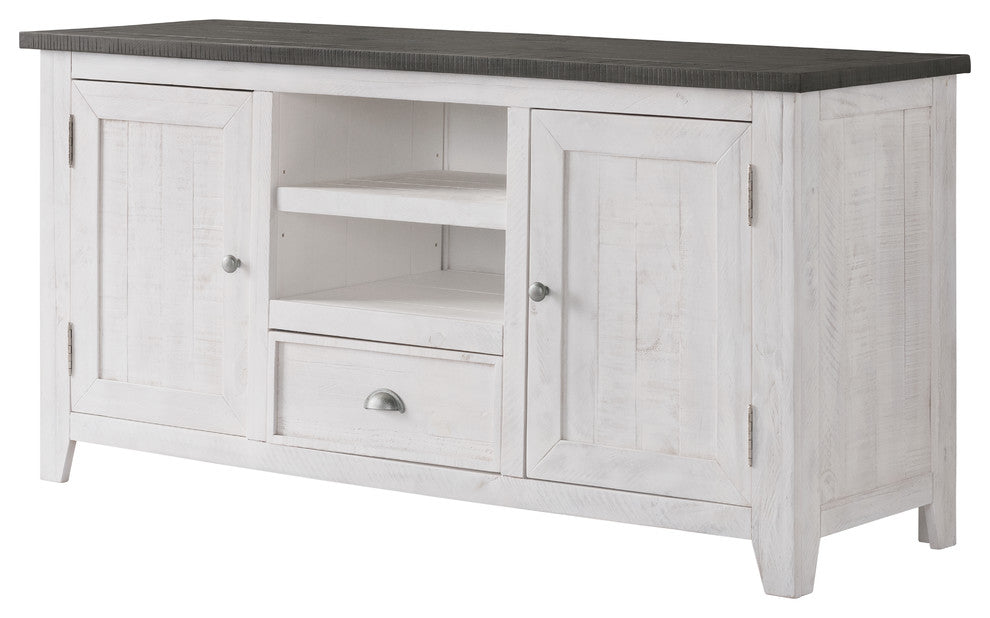 Monterey 60" Monterey TV Stand, White With Grey Top