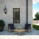Modern Contemporary Outdoor Patio 3-Piece SetSofa Set Natural Wood Navy