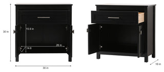 30" Wide Bathroom Storage Freestanding Cabinet, Black