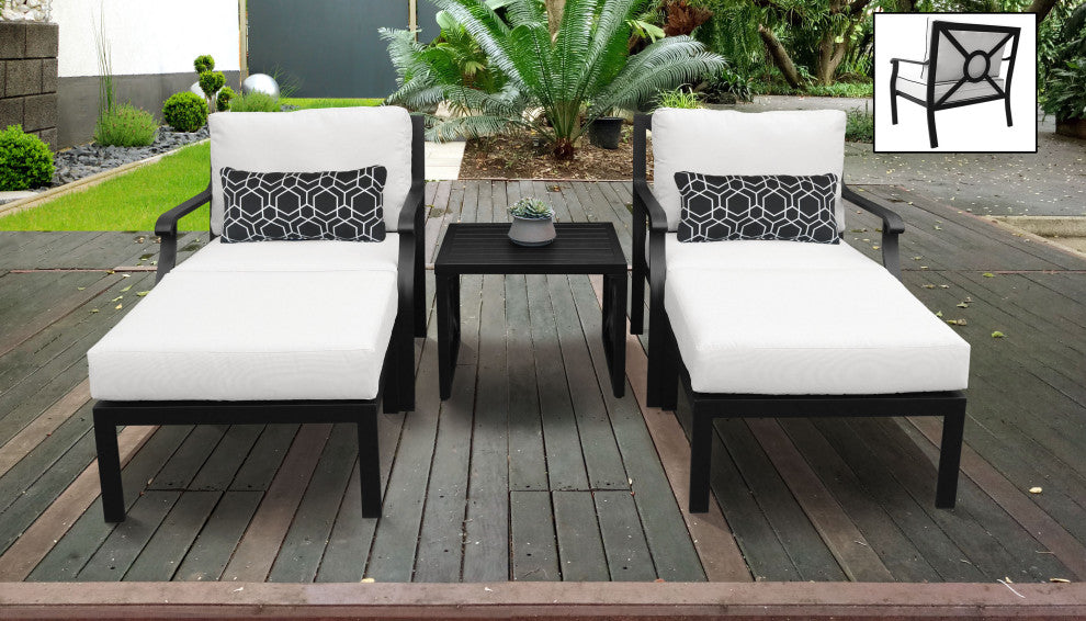 kathy ireland Madison Ave. 5 Piece Aluminum Patio Furniture Set 05b, Alabaster
