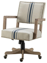Swivel Office Task Chair With Nailhead Trim, Navy