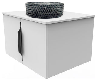 Wildsee Floating Vanity Set, Tempered Clear Glass Sink, Light Black, 24", White