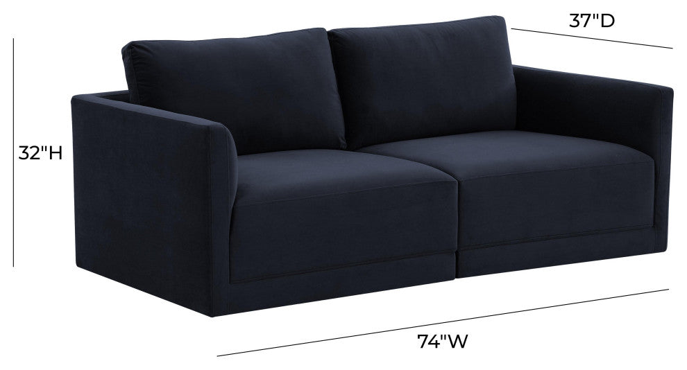 Willow Navy Modular Loveseat